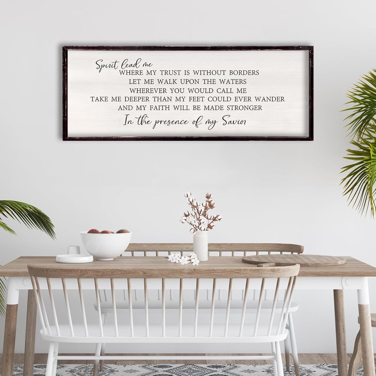 Spirit Lead Me Wall Decor 32"x12" Christian Scripture Worship Song Religious Bible Verse Wooden Framed for Bedroom Office Large Wall Art Hanging Sign (Black)