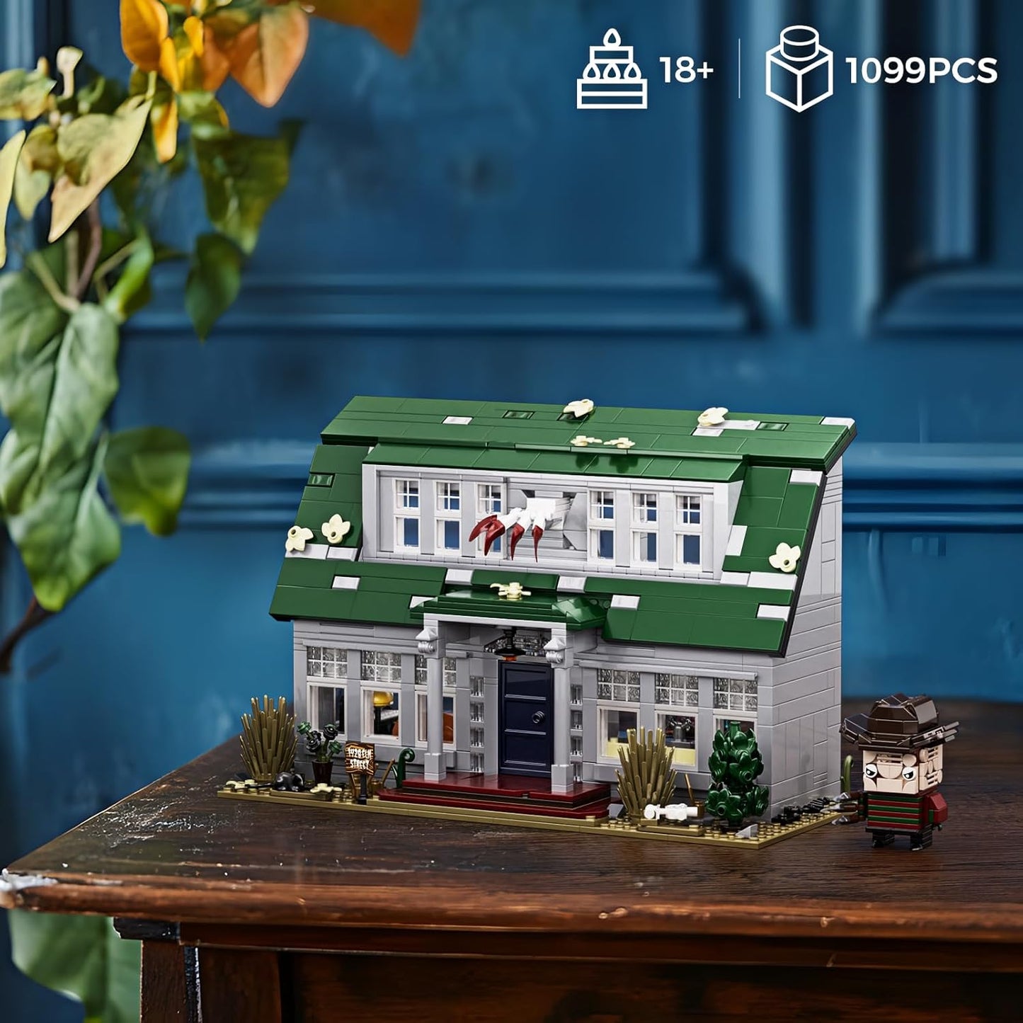 Halloween Nightmare Building House Set on Elm Street, Horror Movie Figure & Haunted House Building Blocks Toy, Compatible with Lego Gifts for Friends and Fans 18+ (1099 Pieces)