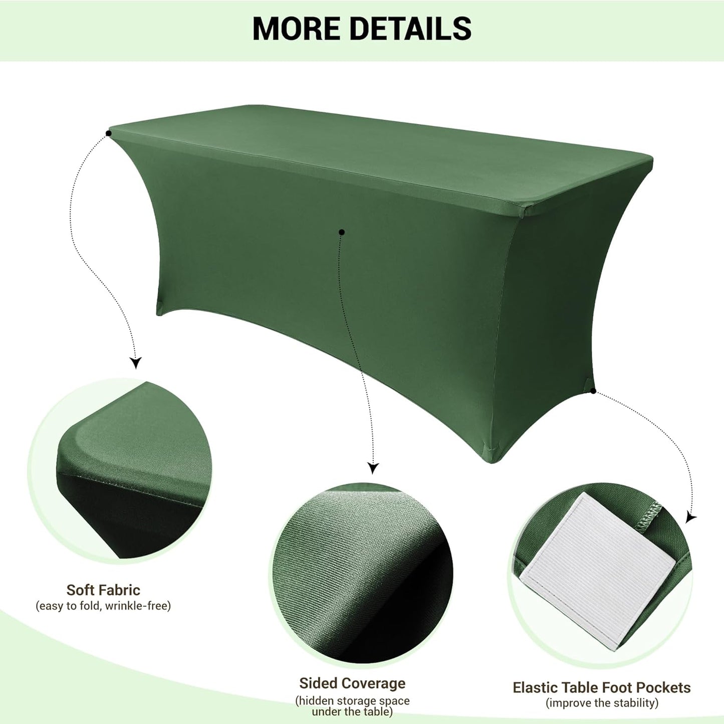 Obstal Spandex Table Cover 4ft Fitted Tablecloth Rectangular - Stretch Rectangle Folding Table Cloth for Birthday Party Wedding Banquet, Blackish Green, 48L x 24W Inch