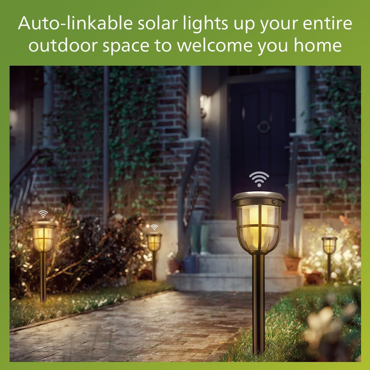 Philips Solar LED 1-Pack Ultra-Efficient Pathway Light - Radii, Automatically Linkable, Dusk to Dawn, Motion Sensor, 3000K Bright White Light, IP44, Black