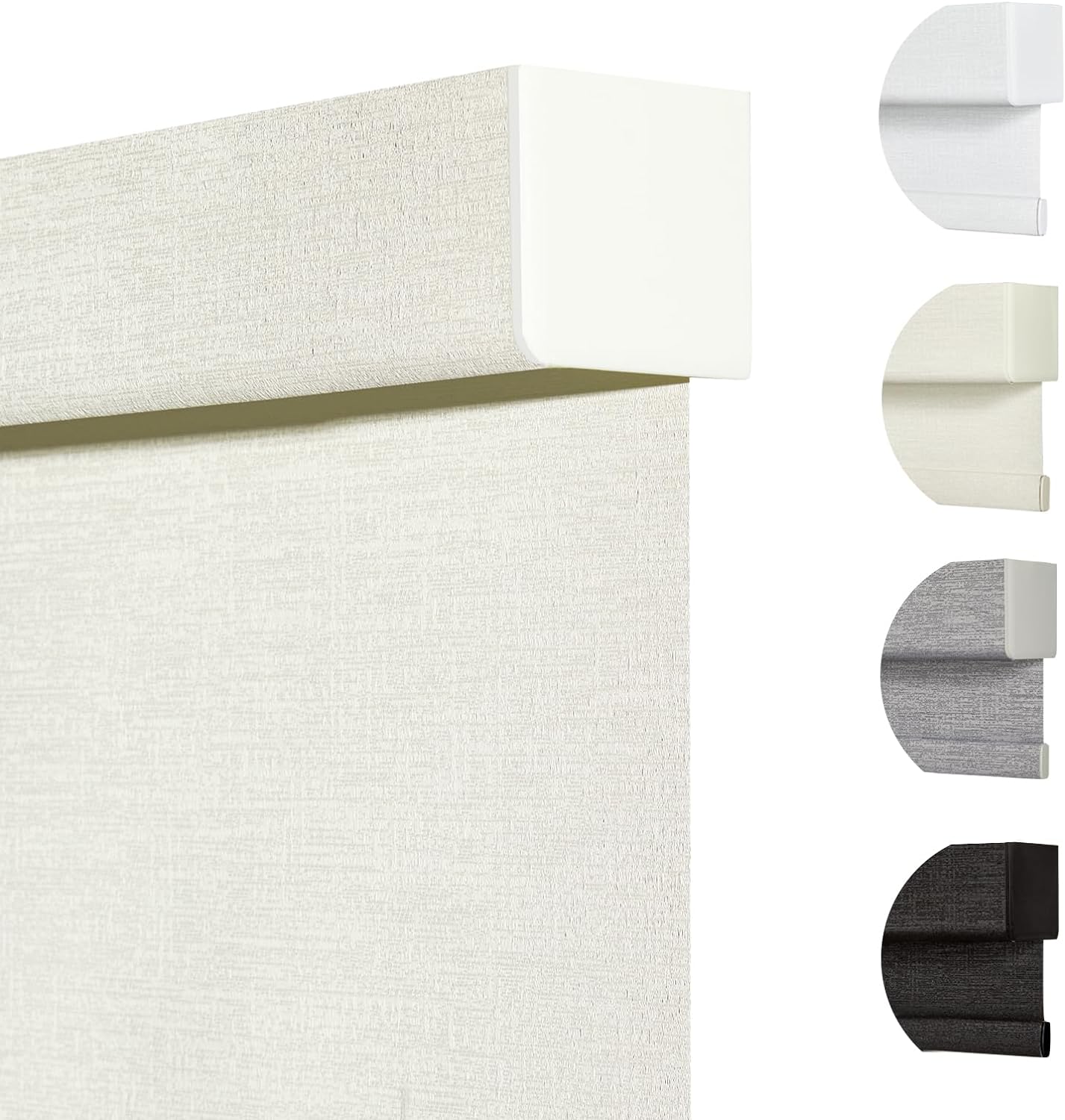 Persilux Blackout Shades for Windows Cordless Roller Blinds, Roller Windows Shades for Home with Fabric Attached Valance, UV Protections Easy Installation for Door/Office, Limestone(70" W x 48" H)