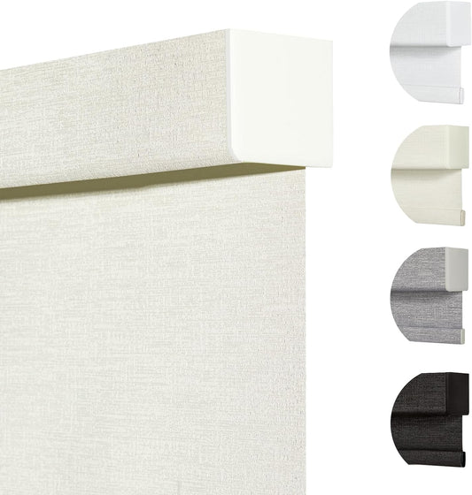 Persilux Blackout Shades for Windows Cordless Roller Blinds, Roller Windows Shades for Home with Fabric Attached Valance, UV Protections Easy Installation for Door/Office, Limestone(50" W x 56" H)