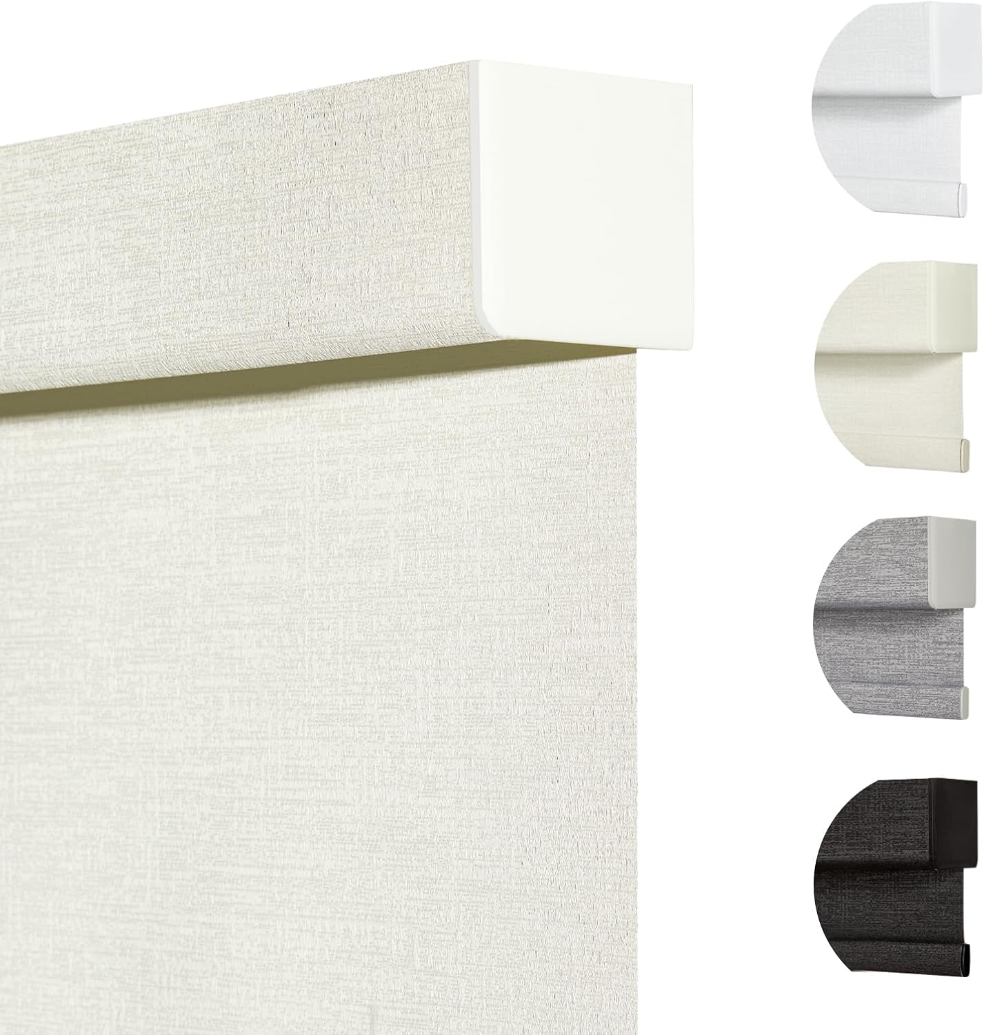 Persilux Blackout Shades for Windows Cordless Roller Blinds, Roller Windows Shades for Home with Fabric Attached Valance, UV Protections Easy Installation for Door/Office, Limestone(39.5" W x 64" H)