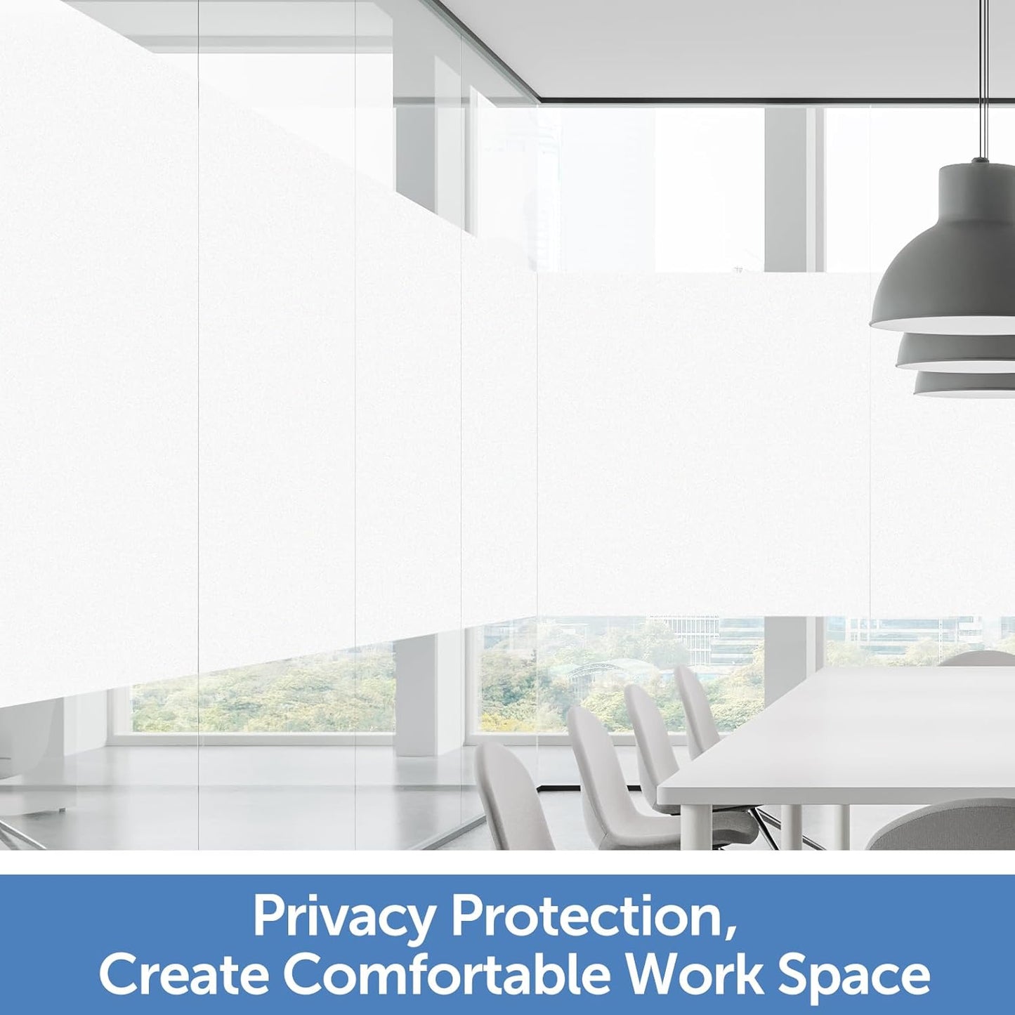 HIDBEA Frosted Window Privacy Film - Non Adhesive Static Cling Glass Stickers Sun UV Blocking Heat Control Door Covering Decals for Home Office, Frosted White, 23.6 x 157.5 Inch