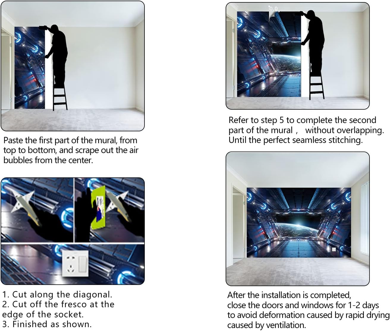 3D Spacecraft Space Wallpaper Bedroom Technology Spaceship Space Capsule murals Office Decor Living Room tv Background Large Wall Mural - 137"x96"（Not Peel and Stick）