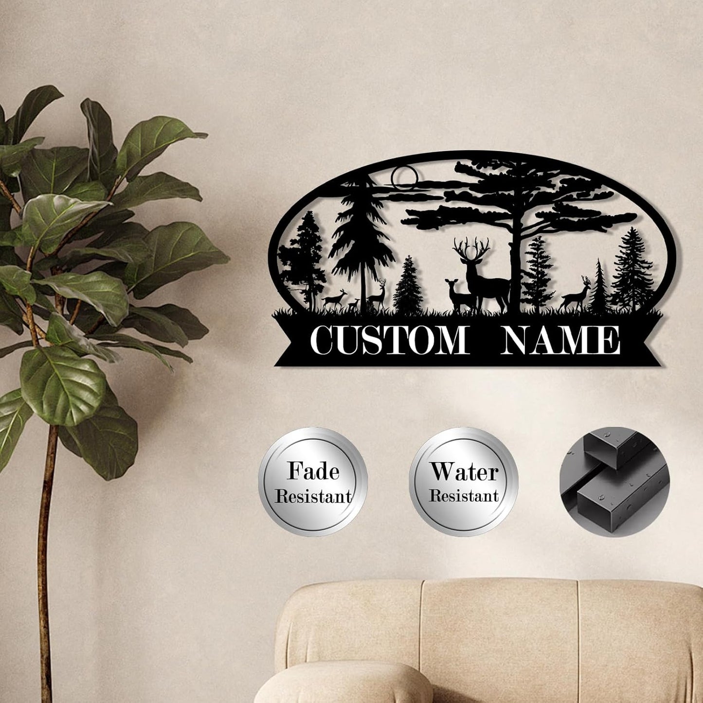 Personalized Hunting Metal Signs Outdoor - Custom Deer Antler Wall Art, Last Name Signs for Home, Rustic Cabin & Lodge Decor, Housewarming Gifts - MADE IN USA