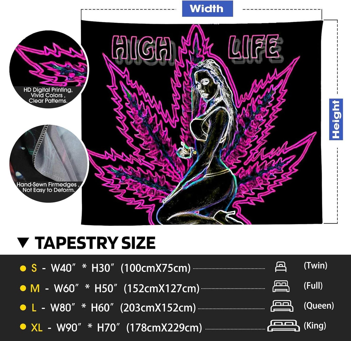 ADDWel Blacklight Tapestry for Bedroom, Tapestry Glow In The Dark, UV Reactive Black Light Posters Wall Hanging for Bedroom Dorm Living Room Backdrop Decor