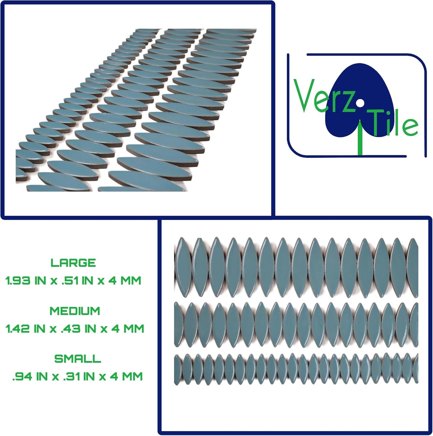 VerzTile Mosaic Tiles for Crafts - Petal Shaped Ceramic Tile Craft Hobbies & Art Projects 39 Color Options Endless Creativity DIY Design (Baby Blue)