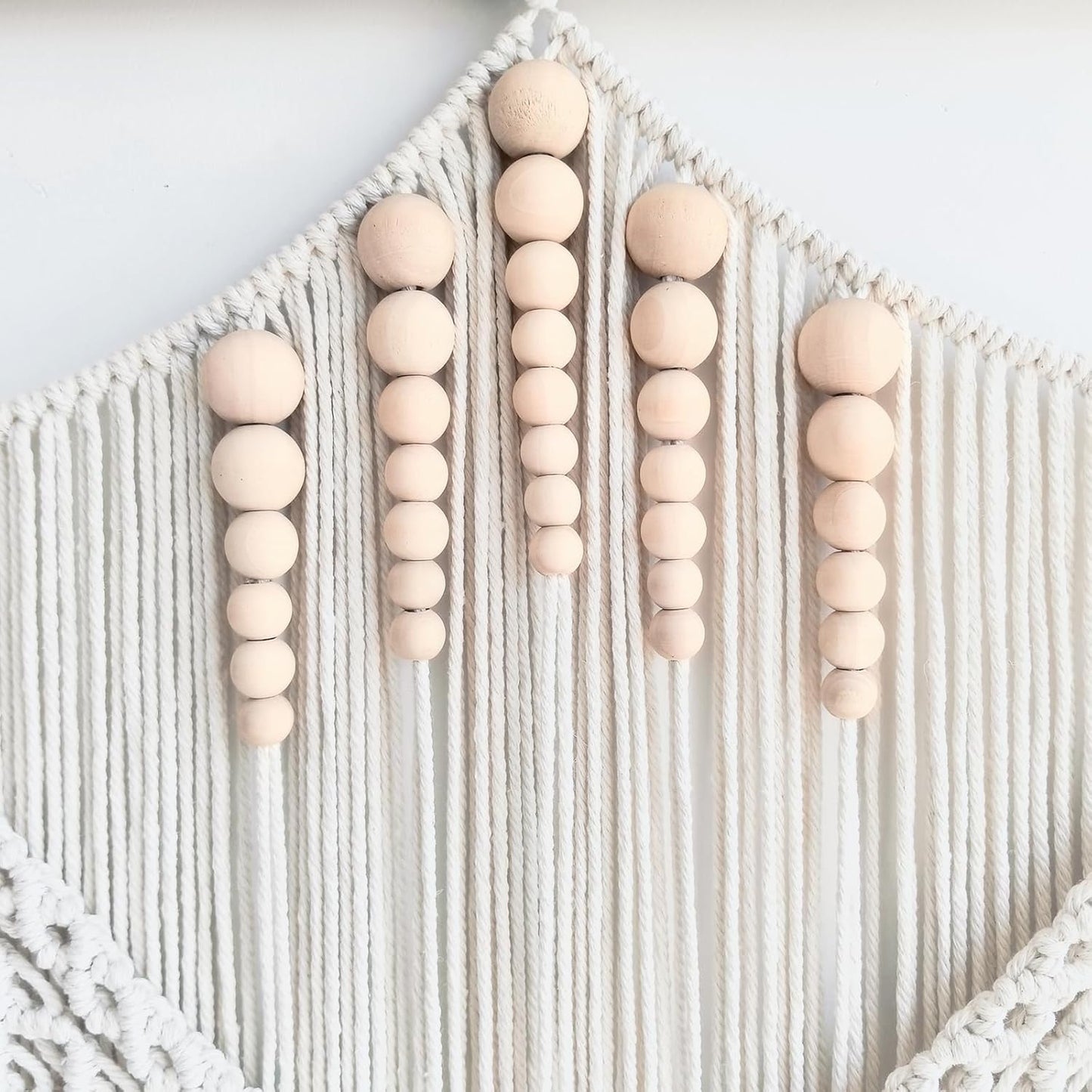 Achart Macrame Wall Hanging Large- Boho Wall Decor- large wall art- Wall Decor Living Room- Macrame Tapestry Boho Decor for Bedroom (Leaf &Wood Bead)