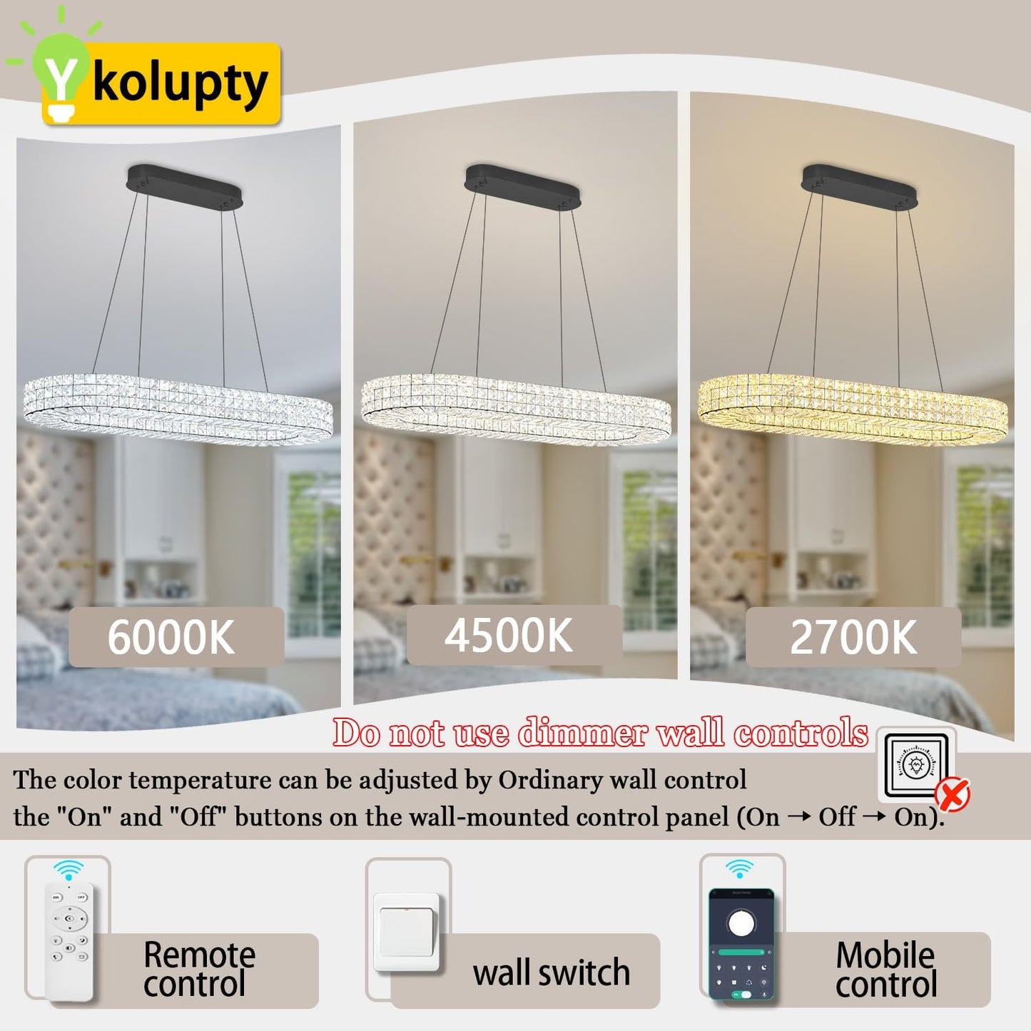 Modern Crystal Chandelier, Dia 40" Rectangular Chandelier for Dining Room,Black Rectangle Crystal Ceiling Light Luxury Oval Chandeliers for Living Room Kitchen Island