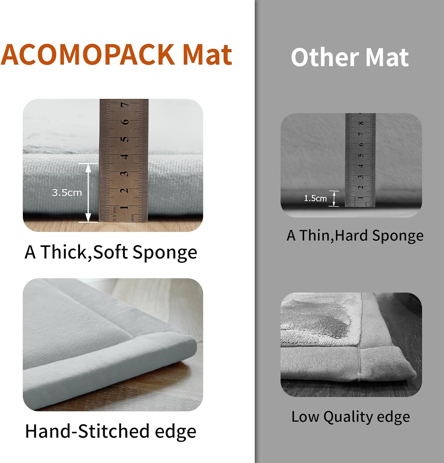 ACOMOPACK Baby Play Mat for Floor,1.3" Thick Memory Foam Area Rug for Living Room,Soft Velvet Crawling with Non-Slip Bottom for Kid,Toddler,71"×79" Tummy Time Nursery Rugs,Yoga（Light Grey）