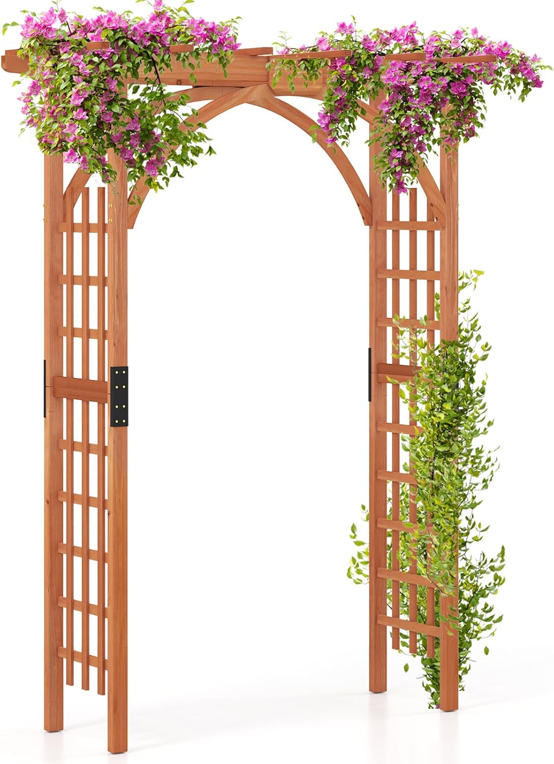 Giantex 85inch Wooden Garden Arch Wedding Arch for Ceremony, Garden Arbor Trellis for Climbing Plants Vines, Easy Assembly, Outdoor Flower Arches Wedding Arbor for Bridal Party