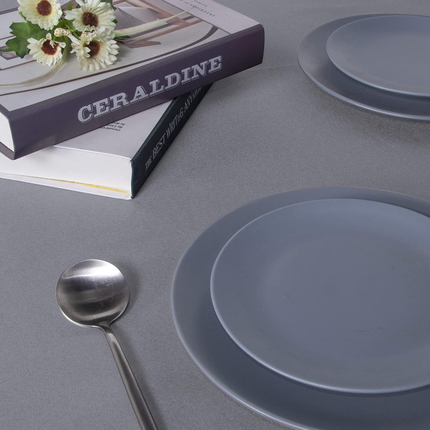 sancua Rectangle Tablecloth - 54 x 78 Inch - Stain and Wrinkle Resistant Washable Polyester Table Cloth, Decorative Fabric Table Cover for Dining Tables, Buffet Parties and Camping, Light Grey