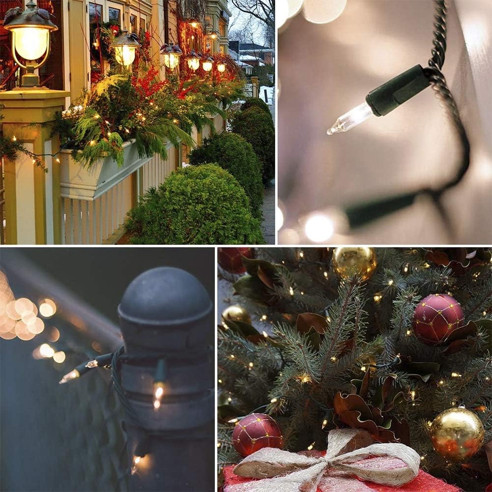 Hopolon Christmas Lights, 2 Pack 23ft 100 Mini String Lights, 120V UL Certified Extendable Tree Lights for Patio, Garden, Home, Party, Holiday, Wedding, Indoor&Outdoor Decor(2pcs Warm White)