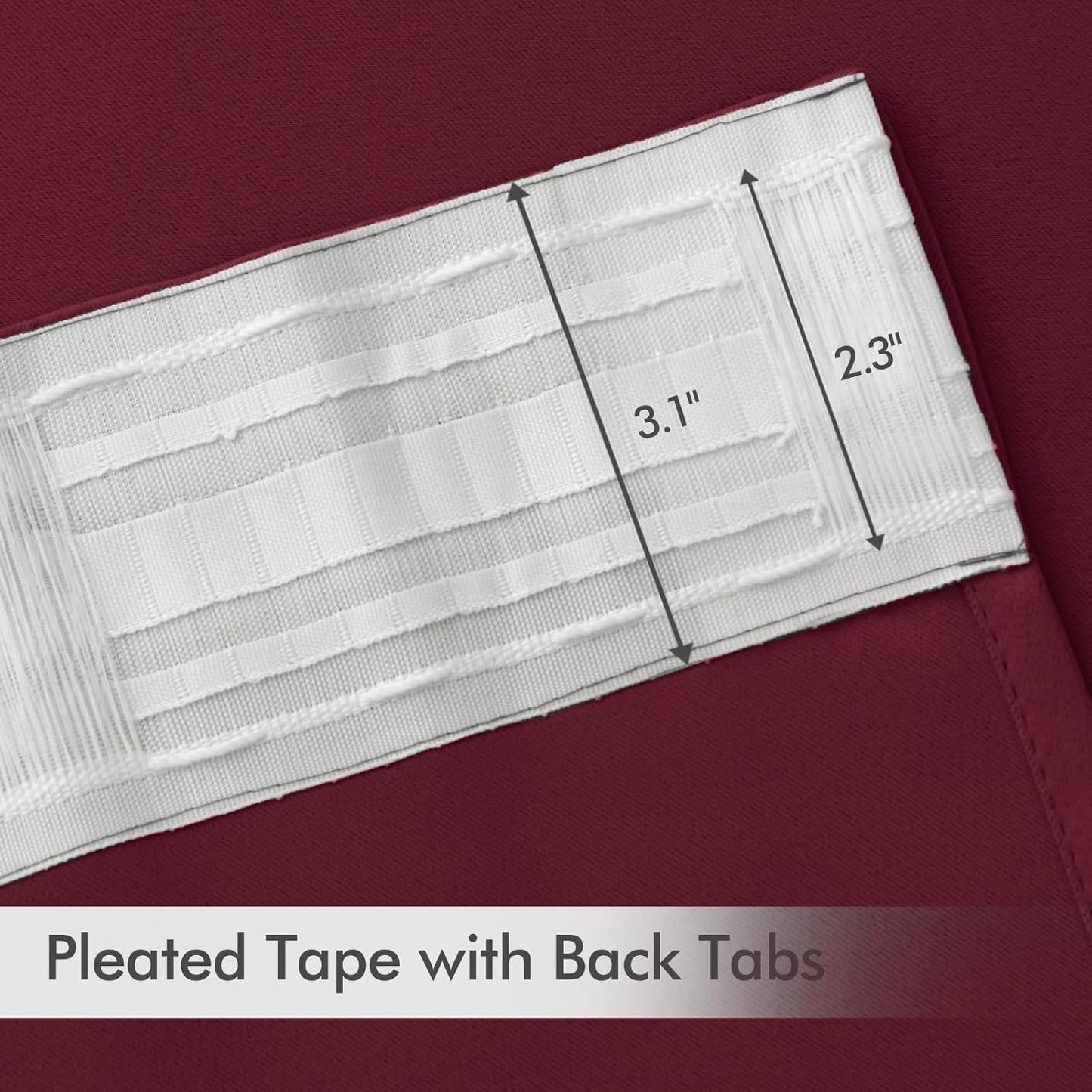 MIULEE Wine Red Back Tab Blackout Curtains 90 Inches Long 2 Panels Set for Living Room Bedroom Privacy, Rod Pocket/Pinch Pleat Thermal Insulated Room Darkening Pleated Light Blocking Drapes