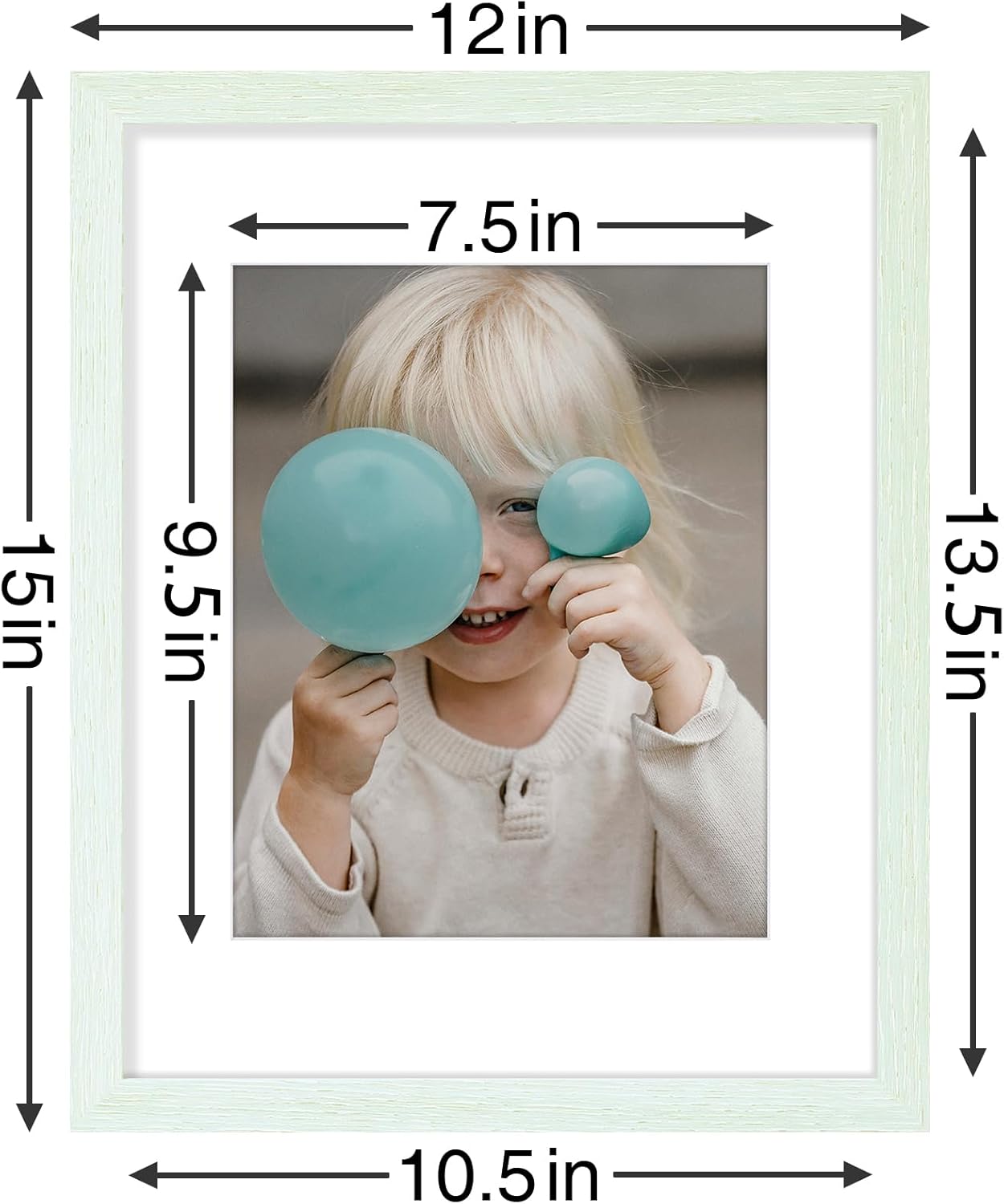 Vittanly 11x14 Picture Frames Set of 9, Shatter Resistant Plexiglass, Display 8x10 Pictures with Mat or 11x14 without Mat, Photo Frames for Wall or Tabletop, Engineered Wood, Vintage Green