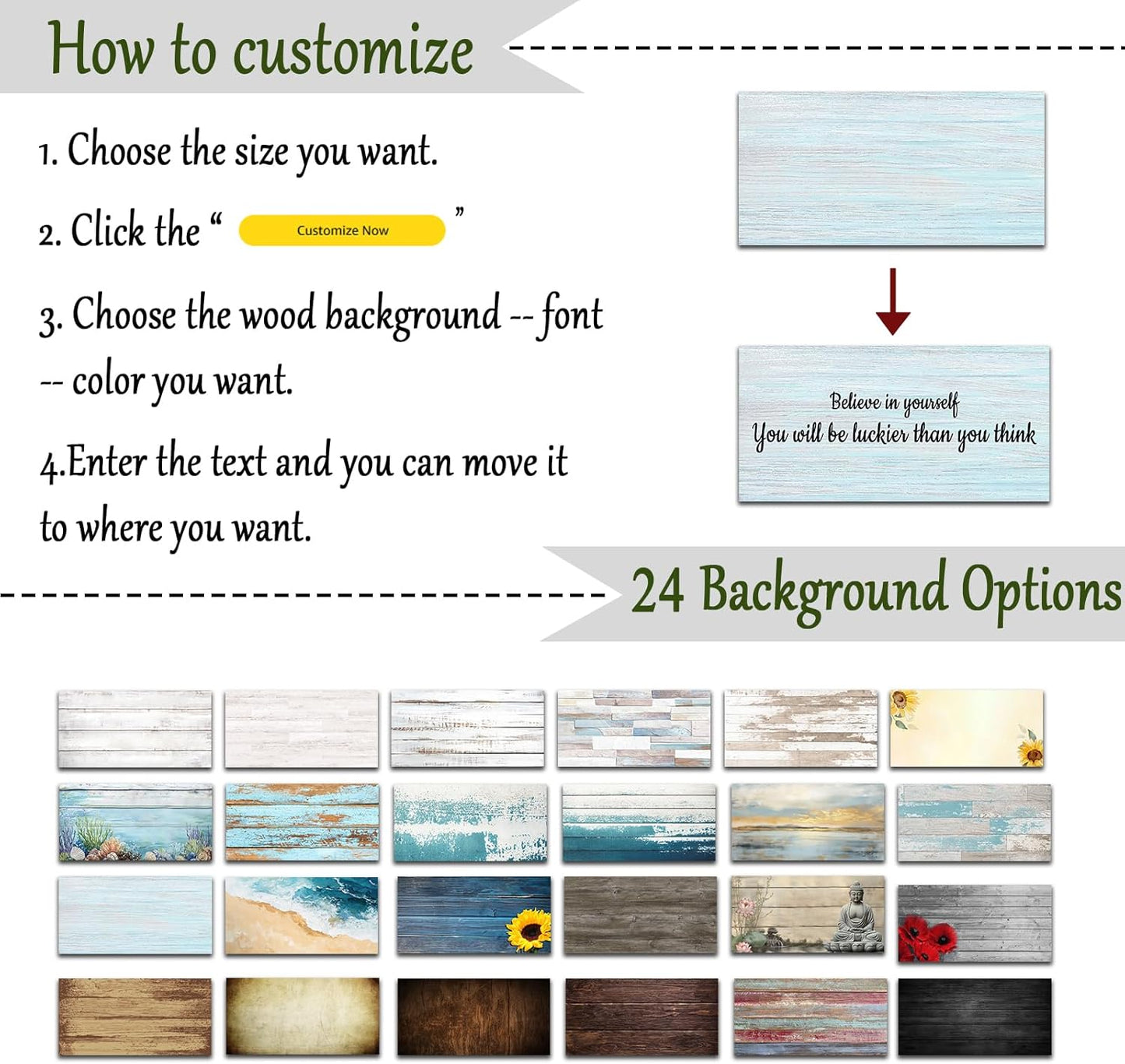 CHAOSETKEN Custom Text Sign Wall Art Personalized Family Quote Wall Decor Family Sign Canvas Prints Customized Wood Text Quote Pictures Rustic Farmhouse Decor Framed (32L x 16W)