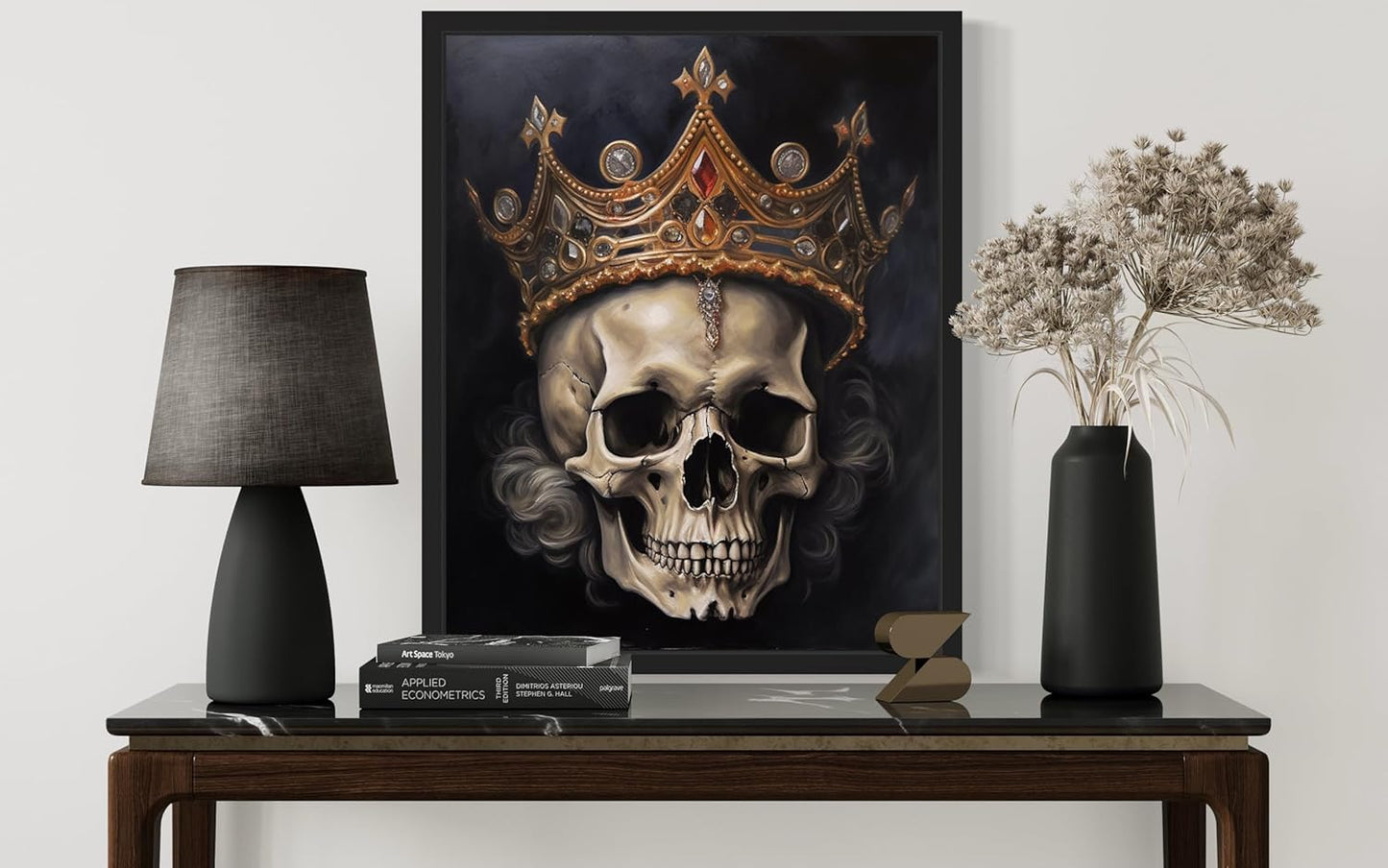 Skull Queen Poster Art Print, Halloween Scary Vintage Wall Art Academia Spooky Painting Decoration for Horror Prints, Gothic Posters Bedroom Decor 89 (Skull Queen, 16 x 20 inches, Black Frame)