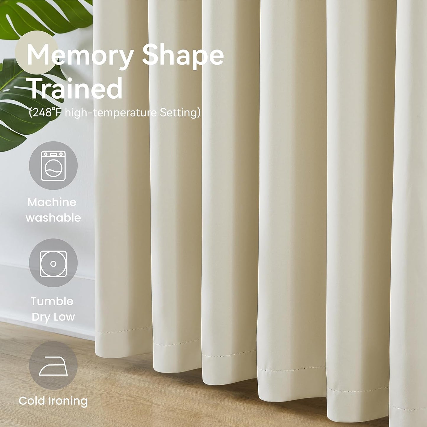 KangBang Pinch Pleated Curtains 102 Inches Long for Living Room, Soft Cream Room Darkening Drapes Aesthetic Modern Decor for Dining Office, Thermal Insulated Track Curtains 2 PCs,40”Wx102”L