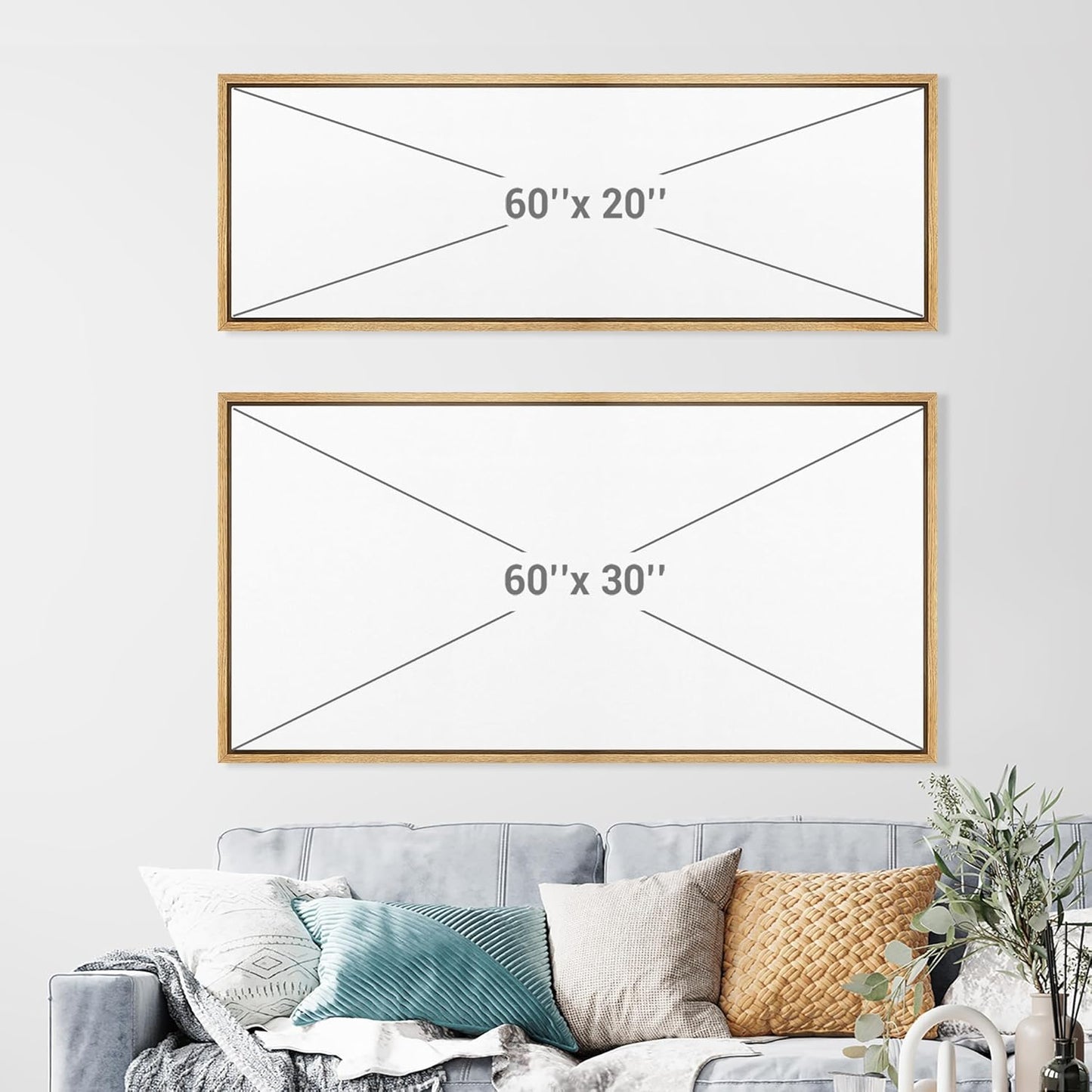 MUDECOR Extra Large Framed Canvas Print Wall Art Monochrome Botanicals Black and White Floral Illustrations Antique Retro Fine Art Illustrations Decorative Colorful for Bedroom - 60"x30"