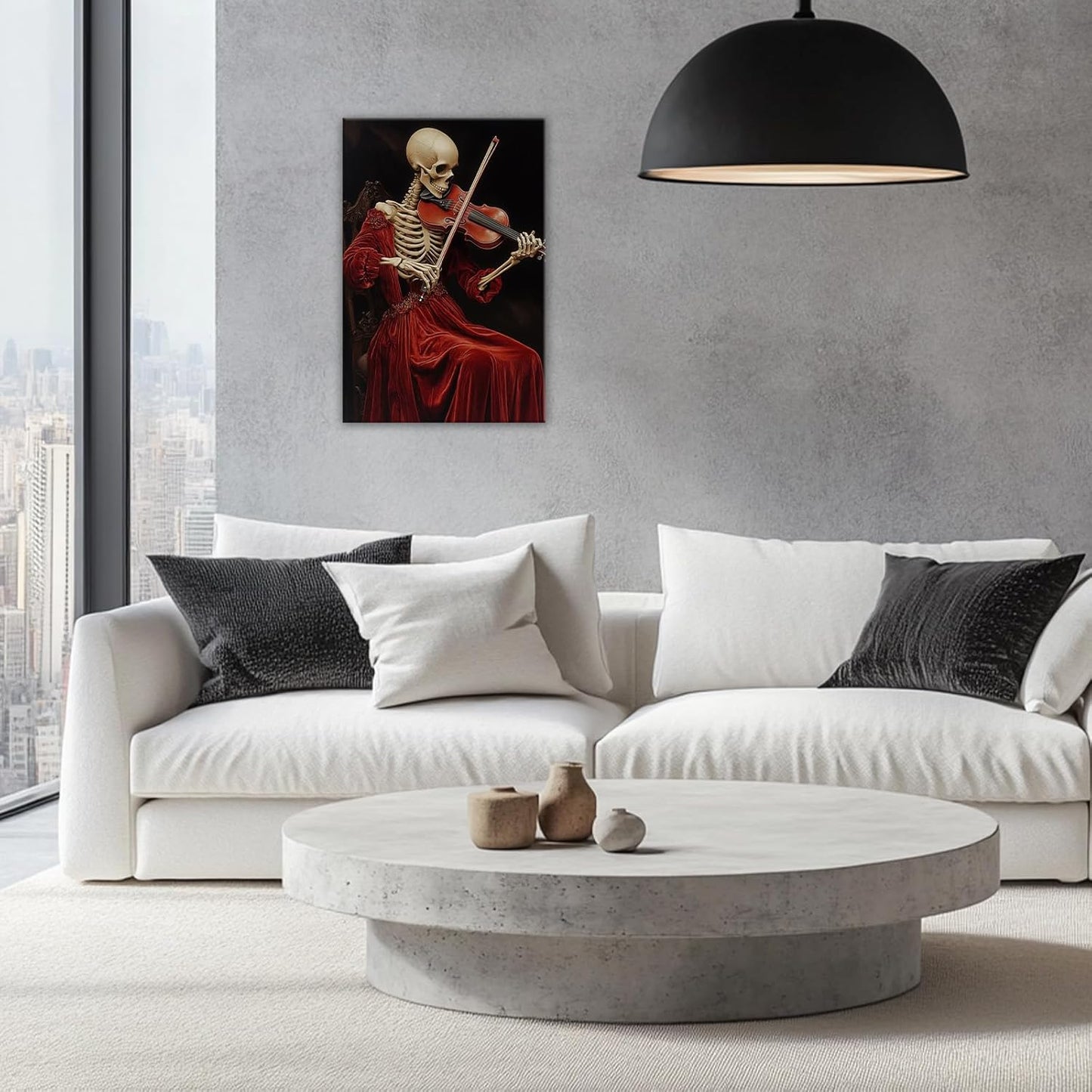 OAAPITI Gothic Skull Violinist Wall Art Macabre Musician Canvas Print Edgy Dark Art Vintage Halloween Decoration for Living Room Bedroom Home Wall Decor(Artwork-9,20"x30")