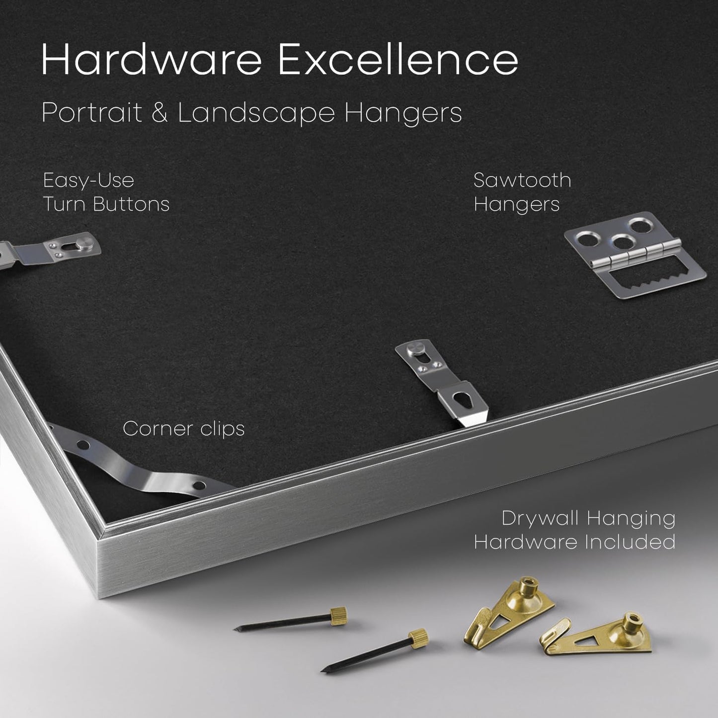 Homeforia Silver 27x40 Poster Frame, Metal Picture Frame with 24x36 Mat, Tempered Glass, Wall Hook Included, Set of 1