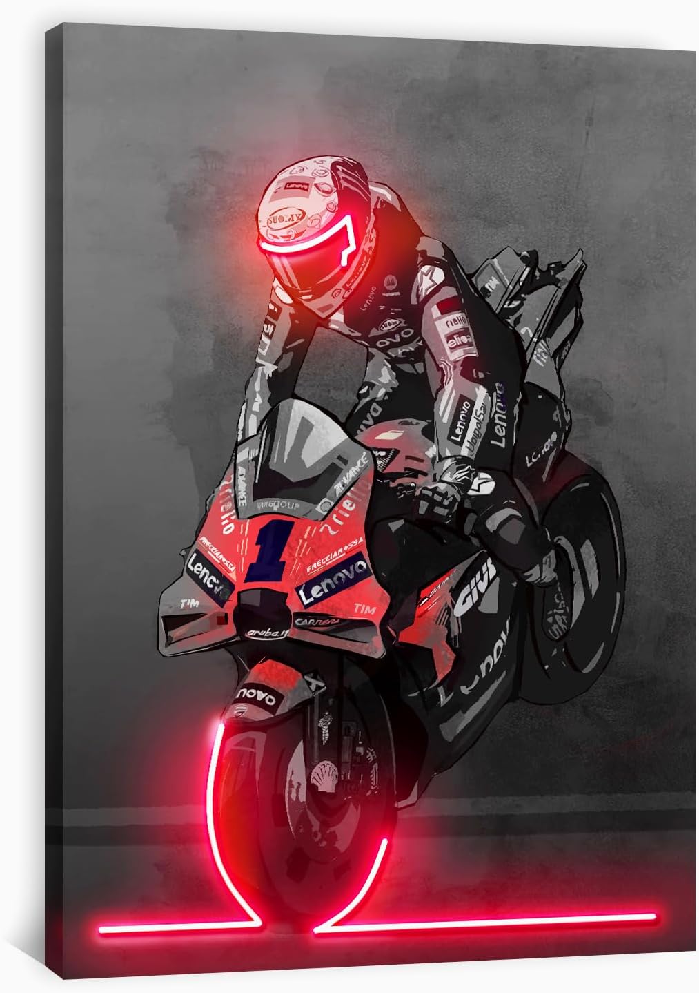 Sorventina Motorcycle Wall Art - 3-Piece Racing Sports Decor Prints, Neon Style, 16x24 Inches Wrapped Canvas, Non-LED - Modern Artwork for Living Room, Bedroom, Garage, Man Cave, or Office Decoration