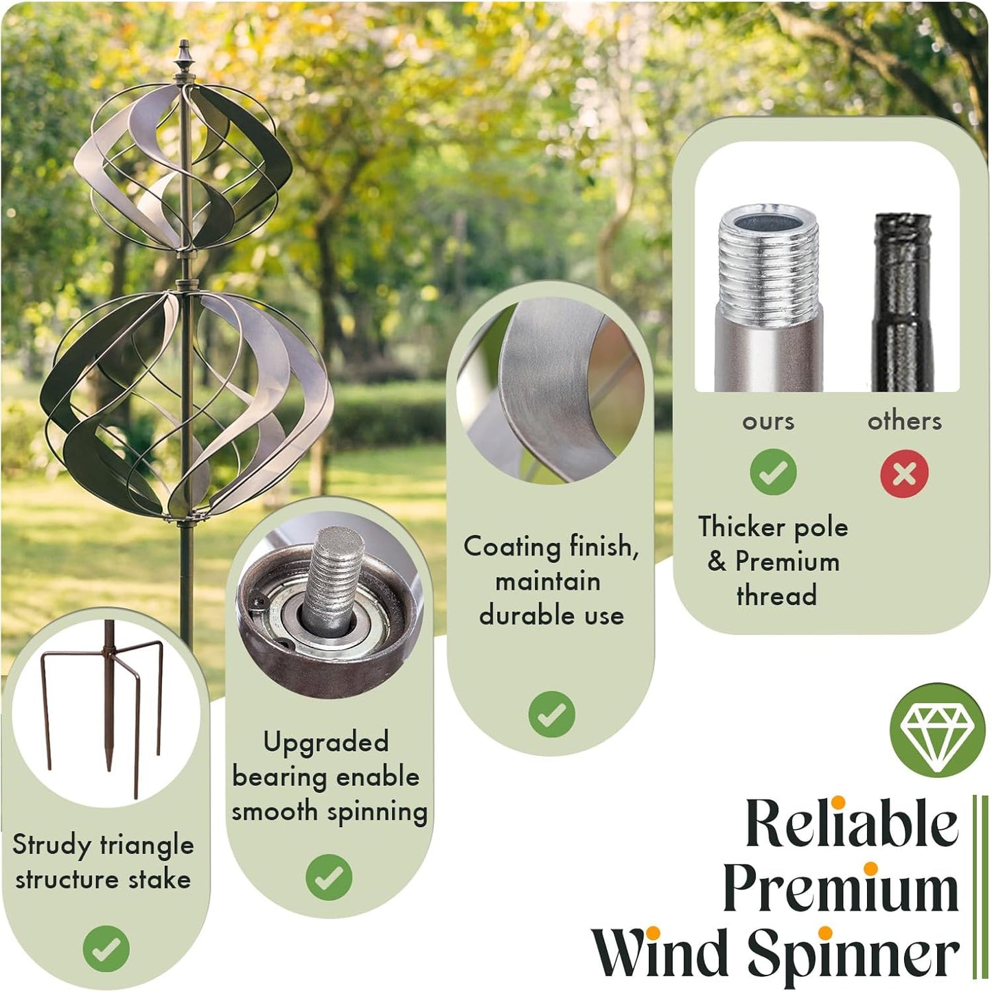 Wind Spinners Outdoor Metal - Large Kinetic Wind Spinner for Yard Garden, Windmills Lawn Ornament Décor for Lawn Patio (Height 84")