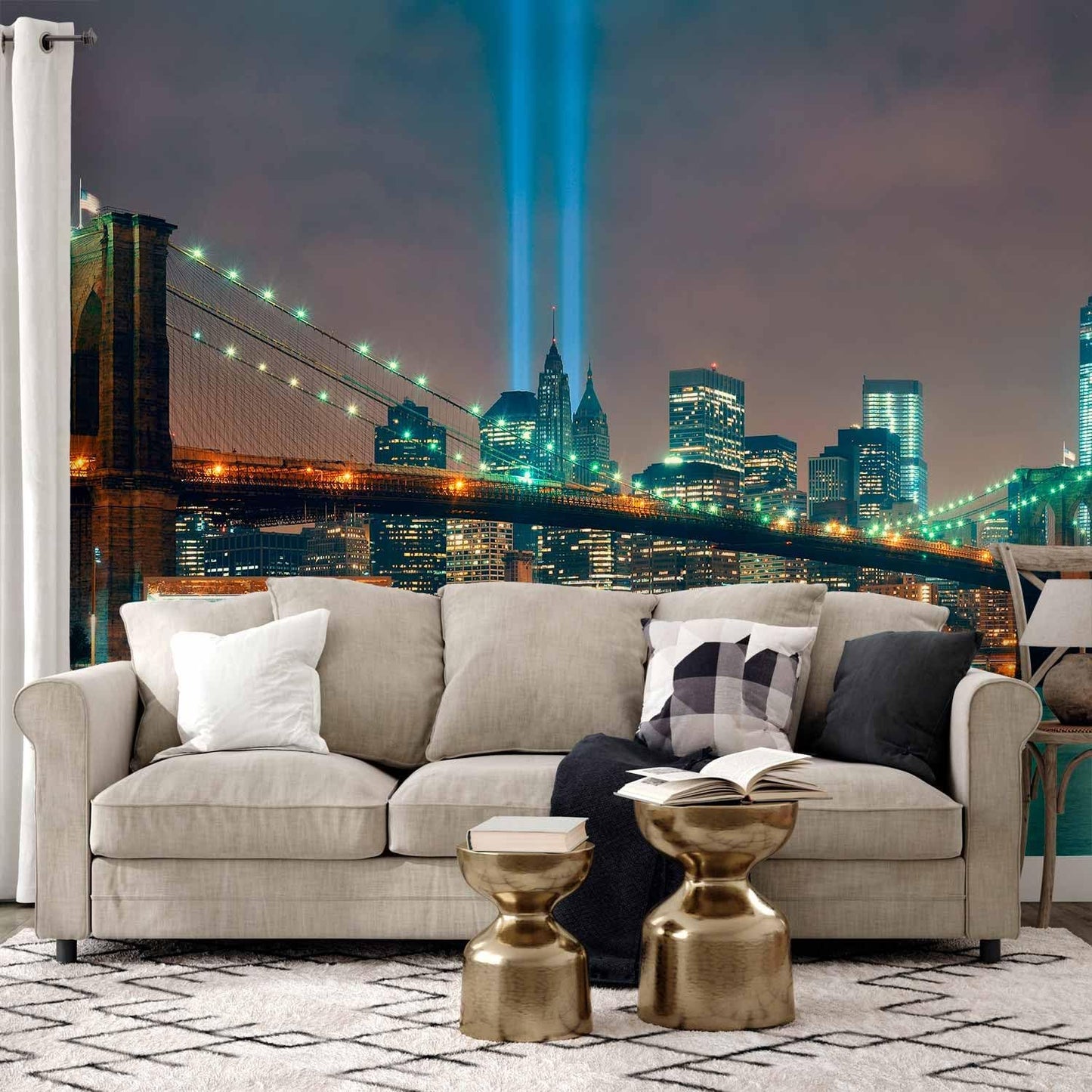 artgeist Wall Mural New York 216x98 in - XXL Non-Woven Corner Wallpaper Fleece Angle Wall Decor Photo Print Picture Image Design Modern Bridge City Panorama Landscape d-A-0035-a-a