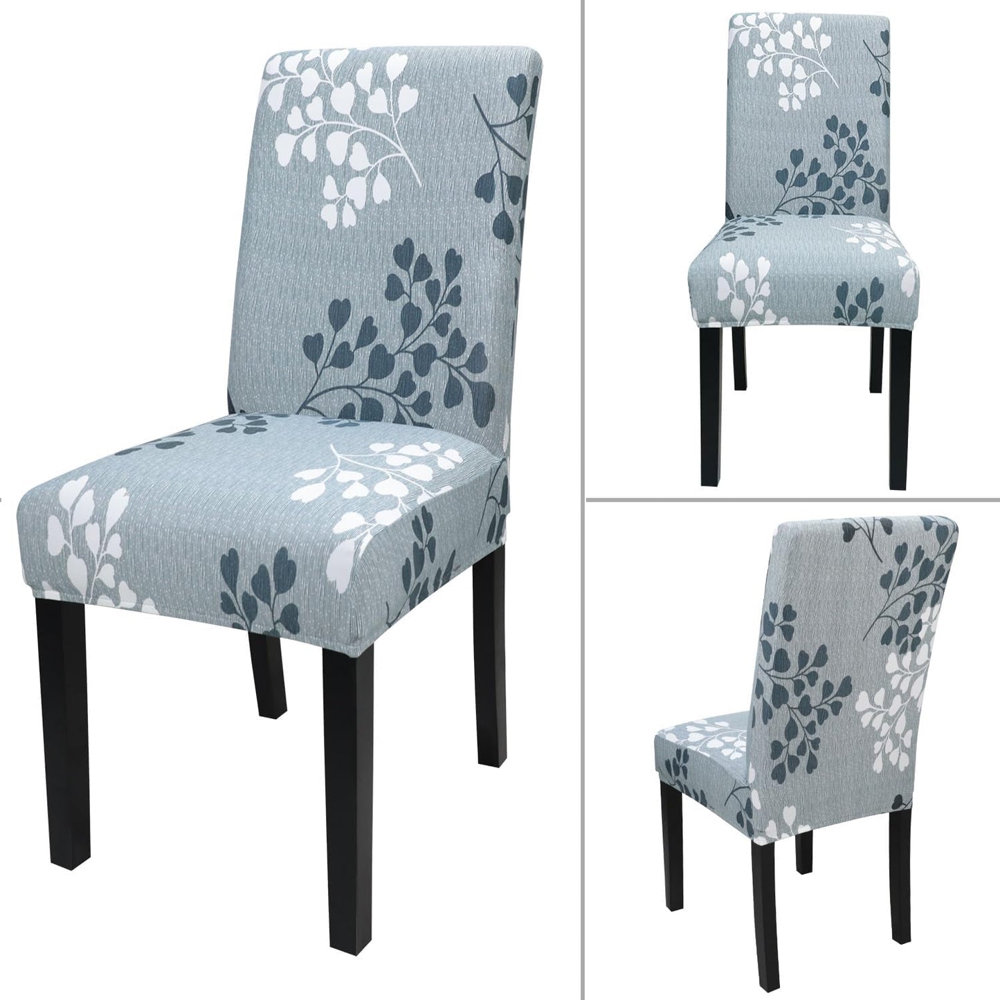 JQinHome Pattern Chair Covers for Dining Room Set of 4, High Stretch Removable Washable Parsons Chair Slipcover for Home Party Hotel Wedding Ceremony (Flower,4PCS)