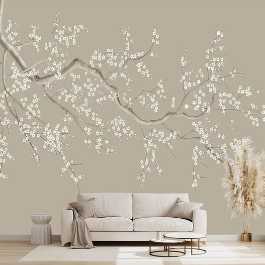 Chinese Style Plum Flower wallpeper Living Room Bedroom Office Wall Mural - W91 xH65（Not Peel and Stick）