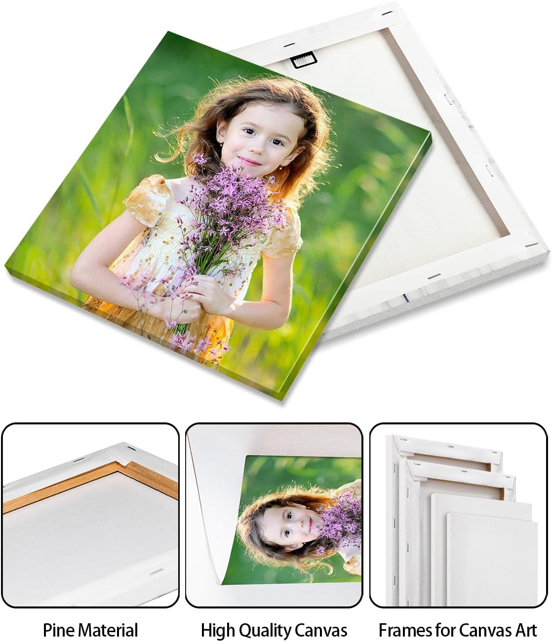 AbcCustomize Canvas Prints with Your Photos, Personalized Photo To Canvas Print for Bedroom, Living Room, Farmhouse Office Decor,Custom Canvas Wall Art for Gifts & Keepsakes, Ready to Hang