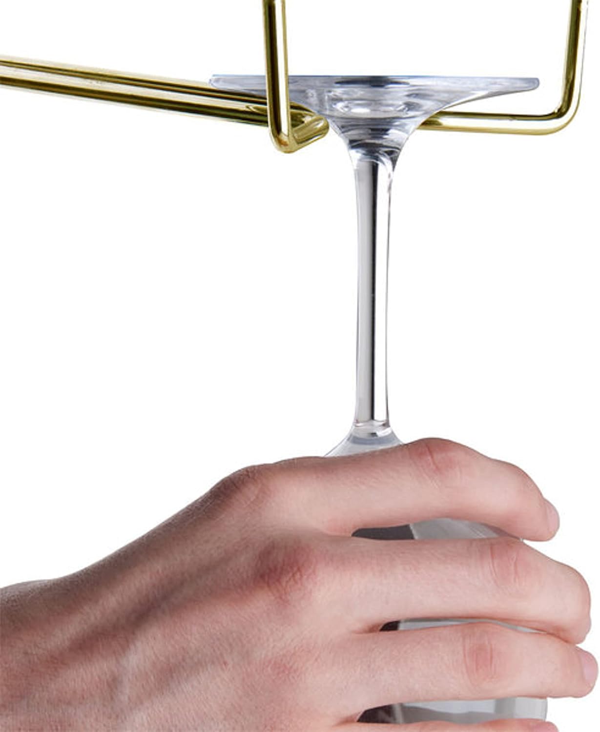 TrueCraftware- 10-Inch Wine Glass Rack Brass Finish Set of 2- Stemware Rack Wire Hanging Rack Under Cabinet Wine Glass Stemware Holder Glass Storage Hanger Organizer for Kitchen and Bar