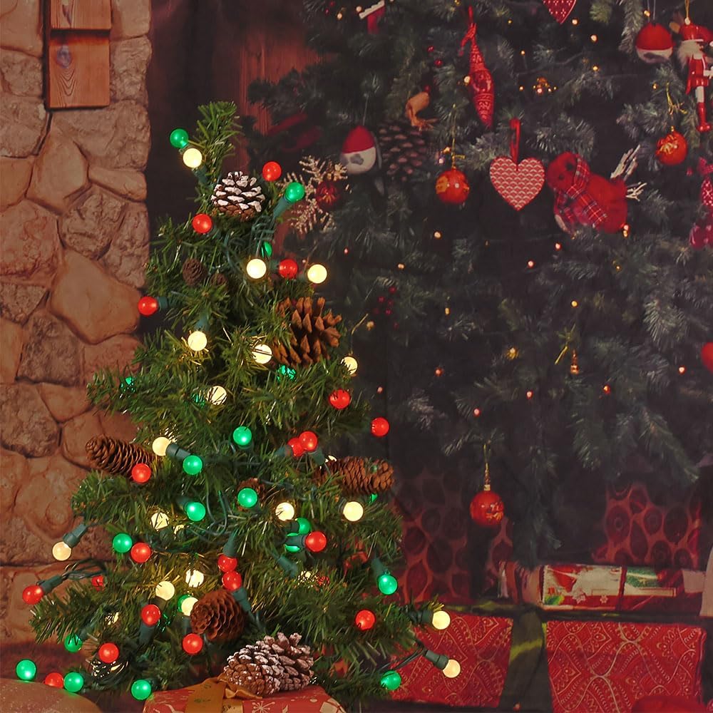 Red White and Green Christmas Lights G15 70 LED Globe String Lights Plug in Christmas Decor String Lights Outdoor Indoor for Tree Patio Party Garden Yard Gazebo Wedding