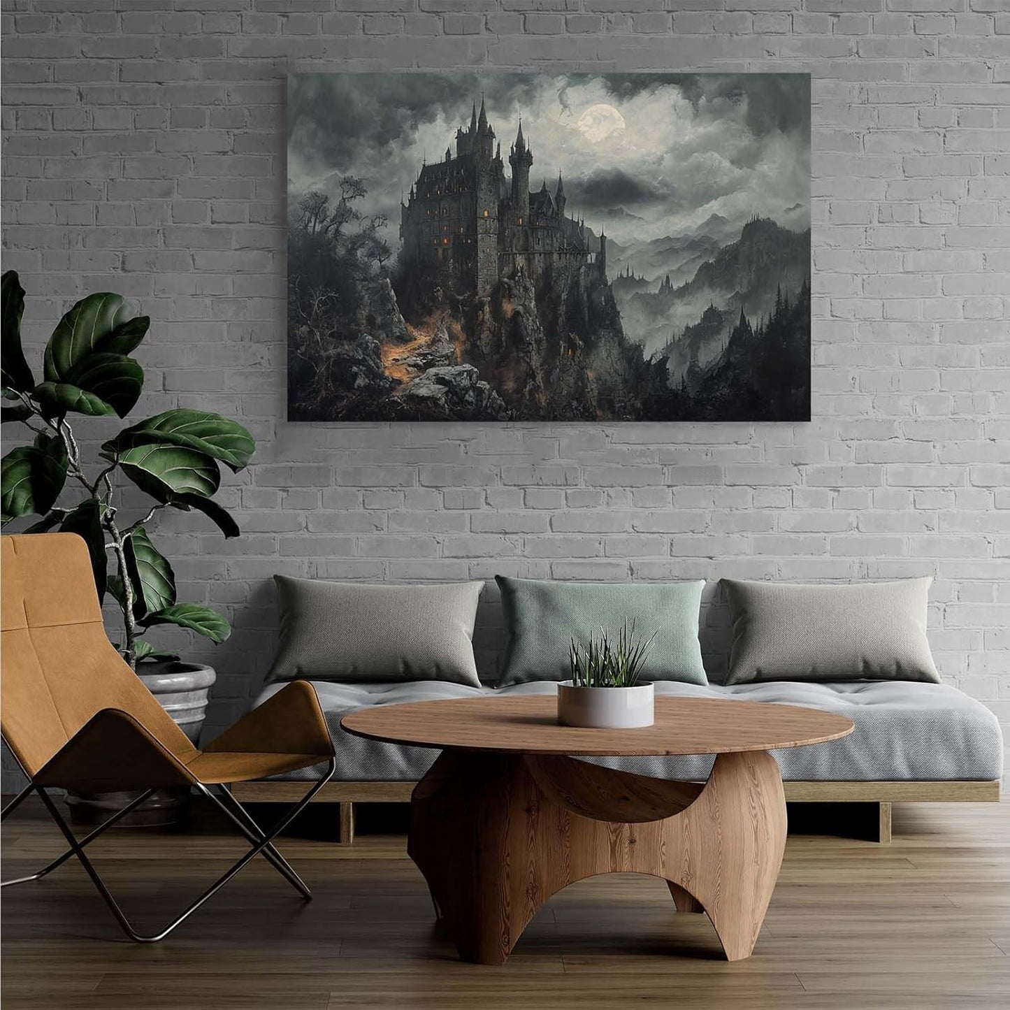 Vintage Castle Poster Dark Academy Victorian Gothic Castle Wall Art Poster Moody Mystical Art Print Suitable for Home Living Room Bedroom16x24in Wood Framed