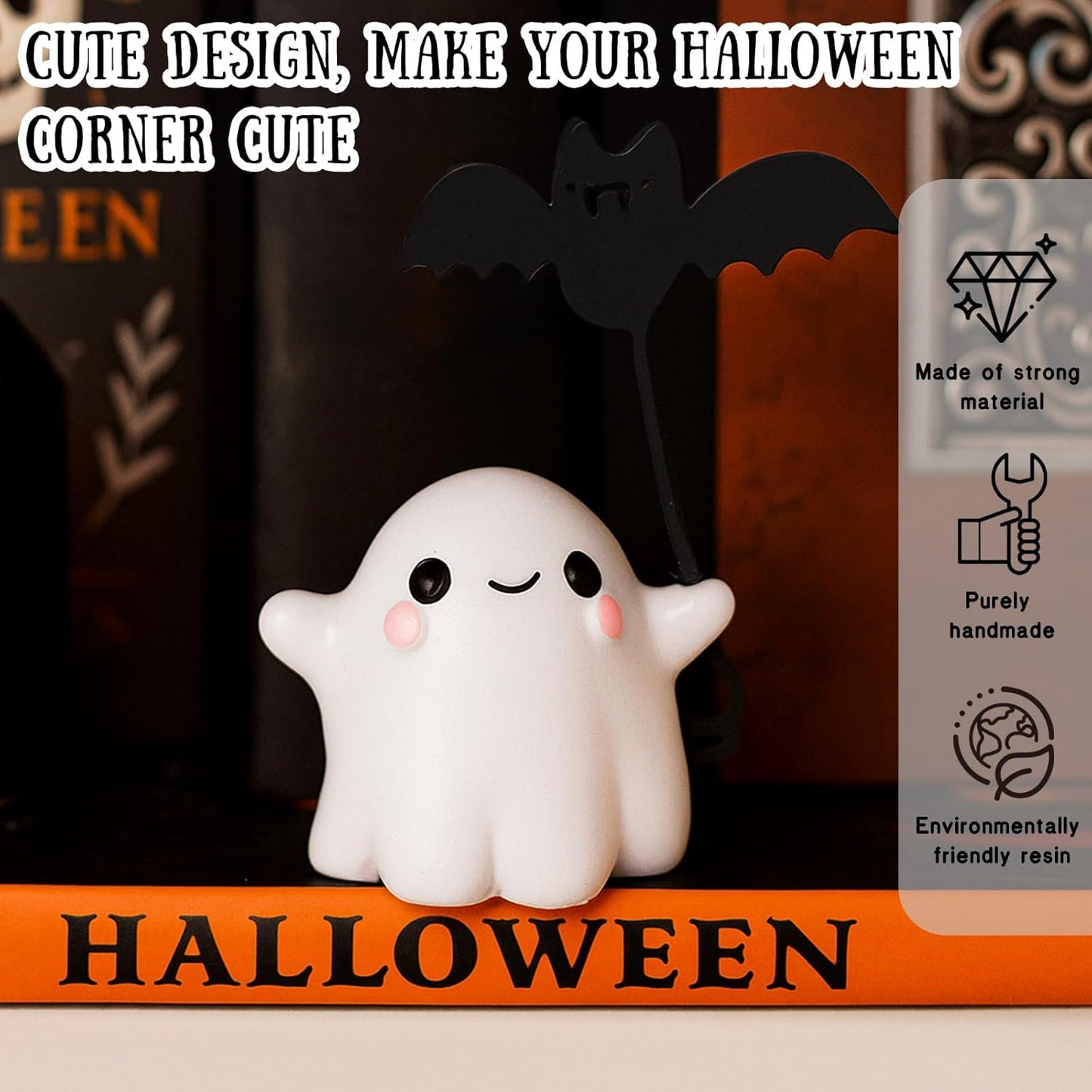 Halloween Ghost Pull Bat Statue Funny Cartoon Spooky Ornament Figurine Mini Halloween Figurine Decorations Cute Spooky Bat Statue for Home Office Car Decorations Ornament