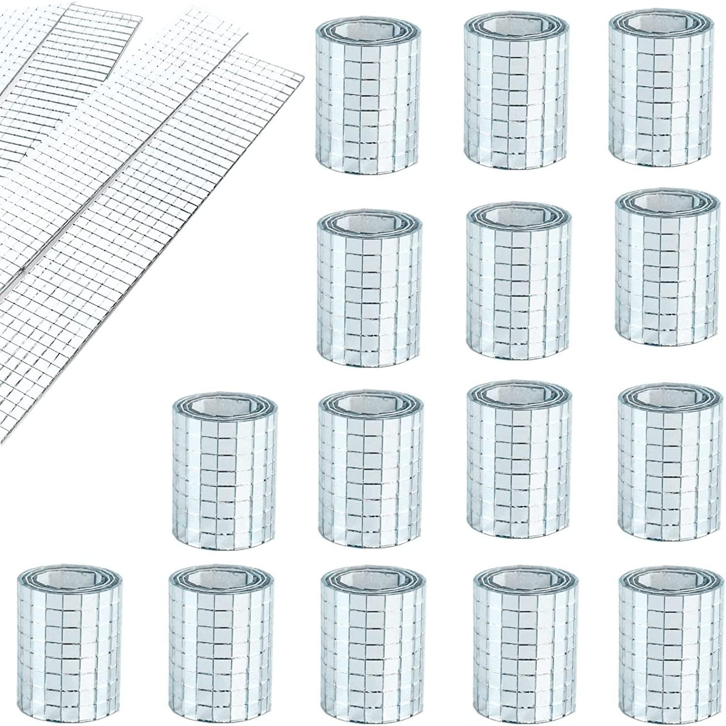 REDODECO Real Glass Silver Mirrors Mosaic Tiles Sticker for Craft Square Glass Tiles Self Adhesive,5mm by 5mm (Silver, 7150PCS)