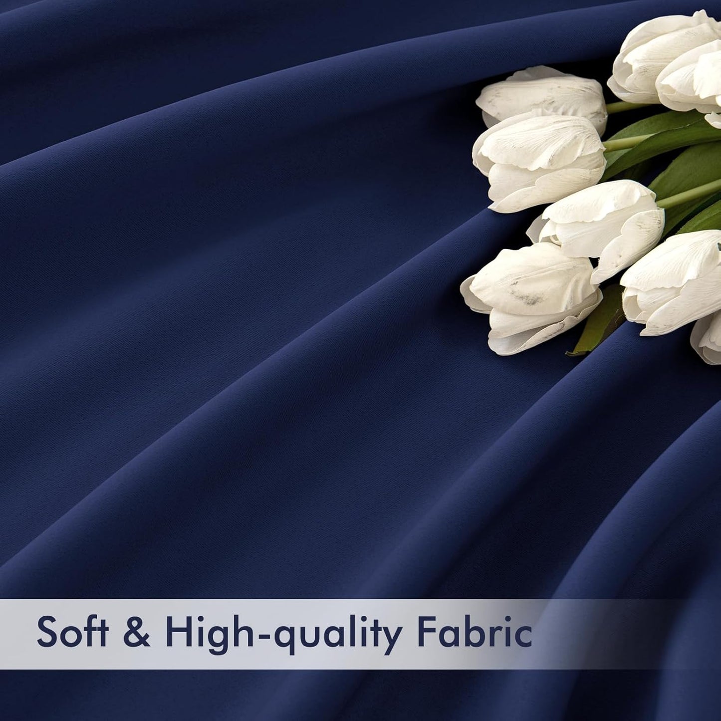 MIULEE Navy Blue Back Tab Blackout Curtains 90 Inches Long 2 Panels Set for Living Room Bedroom Privacy, Rod Pocket/Pinch Pleat Thermal Insulated Room Darkening Pleated Light Blocking Drapes