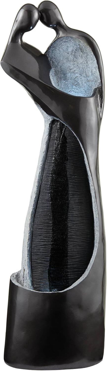 Modern Couple 47" High Large Indoor Outdoor Decor Black Resin Floor Fountain with Light LED Tall Standing Water Feature for Outside Garden Patio Yard Backyard Porch Deck Relaxation - John Timberland