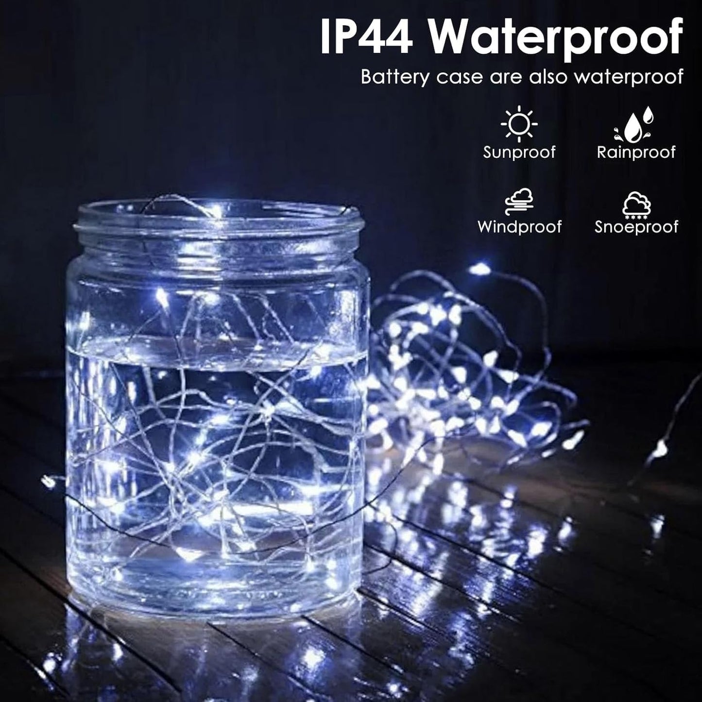 4-Pack Fairy Lights Battery Operated with Remote, Waterproof 33FT 100 LED Battery String Lights Outdoor Indoor, 8 Modes Twinkle Lights with Timer for DIY Home Centerpiece Christmas Decor (Cool White)