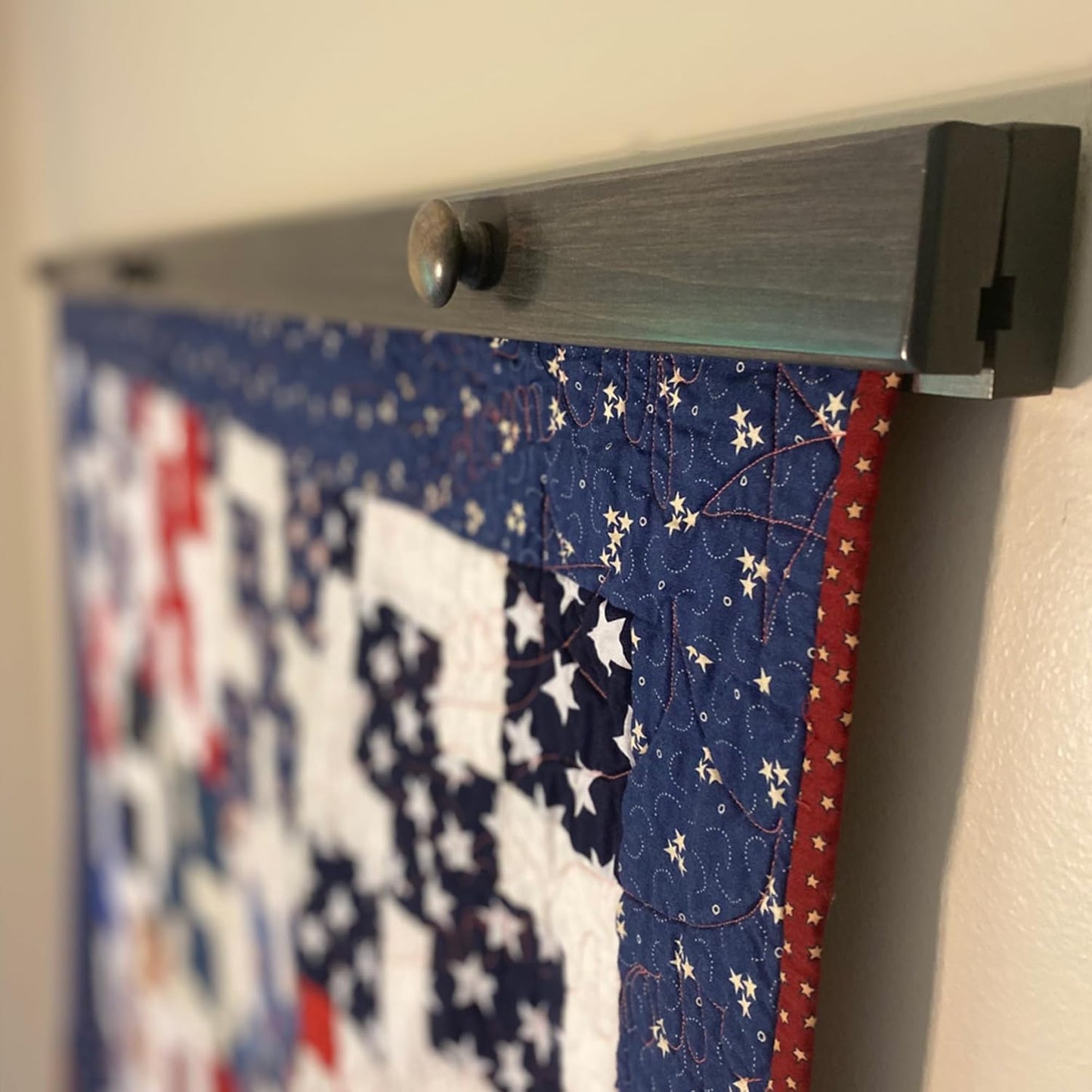 RRD Amish Made Quilt Rack Wall Mount - Rustic Tapestry Hangers for Rugs, Tapestries & Quilts - Maple Wood, Antique Slate Stain, 30'
