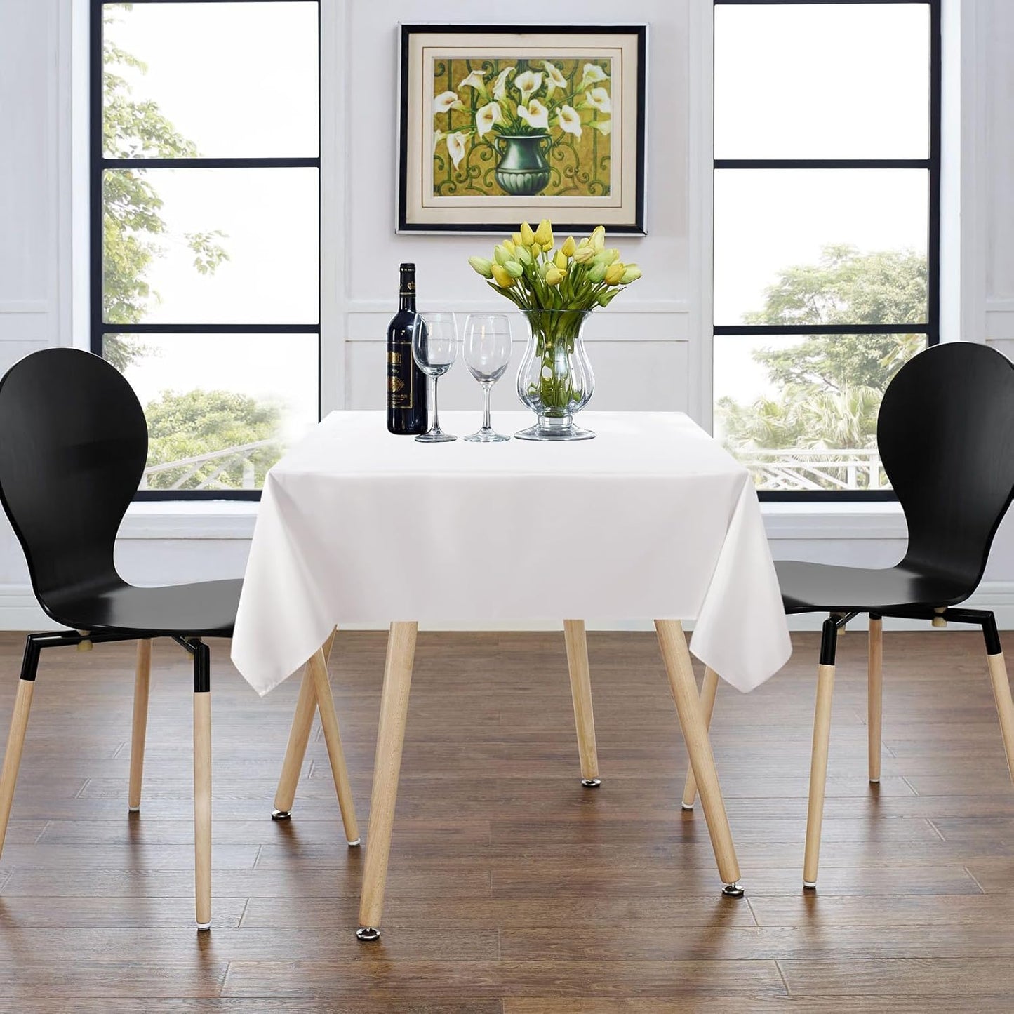 sancua Small Square Tablecloth 36 x 36 Inch White (Fits 20-30 Inch Tables), Stain and Wrinkle Resistant Washable Fabric Table Cloth for Dining Party Table Cover for Nightstand End Bedside Tables