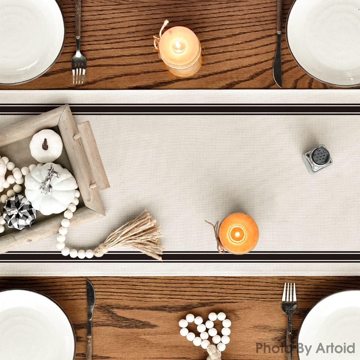 Artoid Mode Hello Fall Pumpkin Table Runner, Seasonal Harvest Vintage Thanksgiving Kitchen Dining Table Decoration for Indoor Outdoor Home Party Decor 13 x 36 Inch