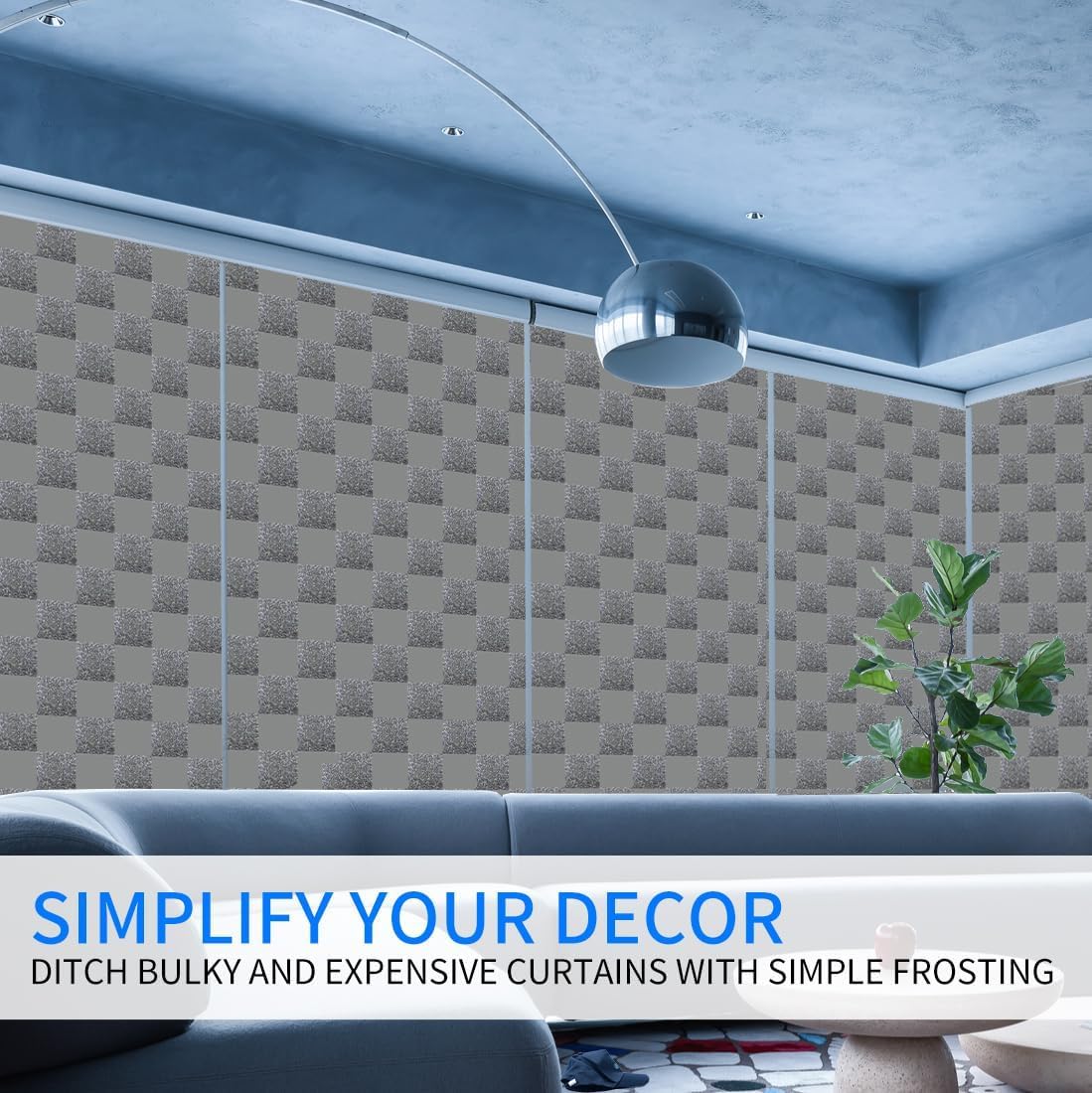 Window Film Privacy Day and Night with Installation Tools, Static Cling Glass Film Ideal for Home Shower Office Glass Door (Black, 23.6 x 196.9 Inch)