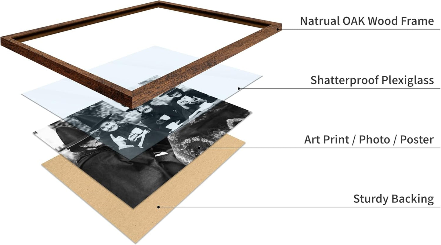 Poster Master Classic Photograph Poster - Vintage Halloween Print - Gift for Artist, Friend - Witches Tea Party, Old Women Smiling, Wearing Robes - Wall Decor for Living Room, 8x10 Brown Framed