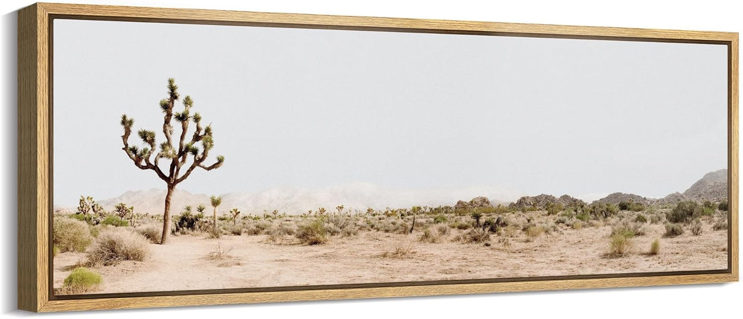 MUDECOR Large Framed Canvas Print Wall Art Desert Solitude Joshua Tree Landscape Antique Retro Fine Art Illustrations Decorative Colorful for Bedroom - 60"x20"