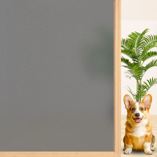 Niviy Window Darkening Film Day and Night Privacy Window Cling Sun Blocking Glass Door Window Cover Gothic Decor for Bedroom,Garage, Renter House (Grey, 17.5 x 78.7 inch)