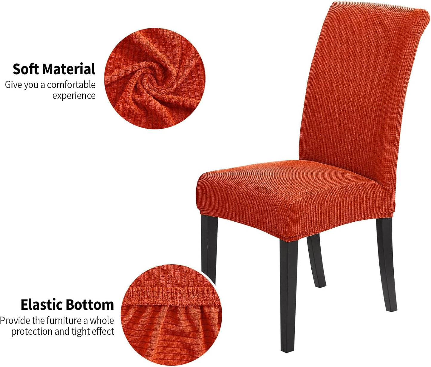 Joccun Chair Covers for Dining Room Set of 2, Dining Chair Slipcovers Stretch Dining Room Chair Covers Seat Protector, Parsons Chair Cover for Home,Hotel,Banquet(Pureed Pumpkin,2 Pack)