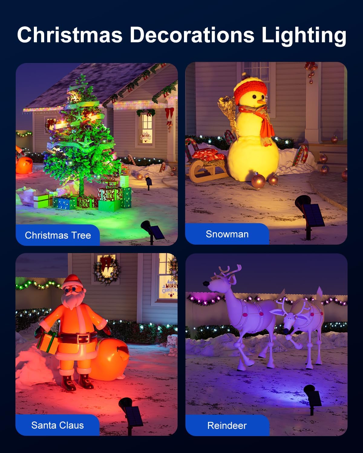 4 Pack Color Changing Solar Spotlights Outdoor for Halloween Decorations Spooky Ghost, Spider Web, Tombstone, Pumpkin, Waterproof Solar Landscape Spot Lights Uplighting for Outside House, Yard, Garden