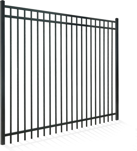 Fencer Wire Heavy Duty Flat Top Fence Barrier Panel, 6FT Height X 8FT Width Anti-Rust Metal Fencing Panel, 2” Diameter Steel Outdoor Decorative Garden Fence Panel for Yard, Pool, Patio, Single Panel